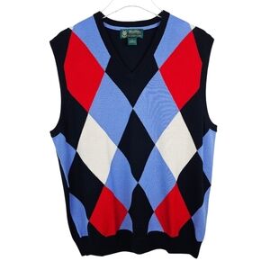 Brooks Brothers Argyle Sweater Vest 100% Merino Wool Large